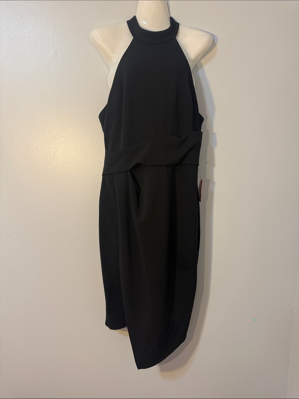 Betsy & Adam Black One-Shoulder Midi Dress